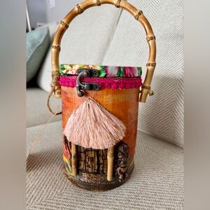 Tropical Bamboo Betty Handbag with Pink Accents